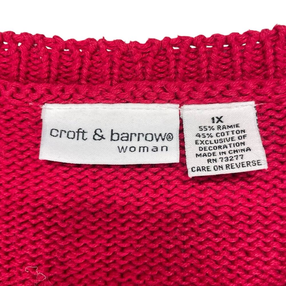 VTG Croft & Barrow Red Snowman Christmas Cardigan Sweater Sz XL Embroidered Fun - Picture 5 of 11